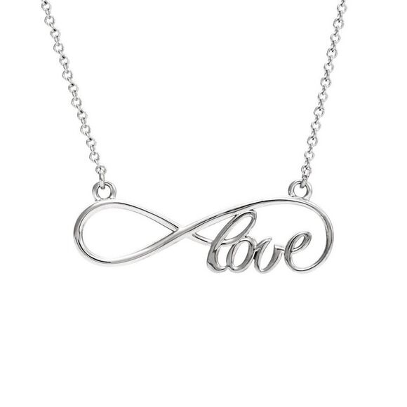 Love Infinity Necklace in 14k White Gold 16 Inch